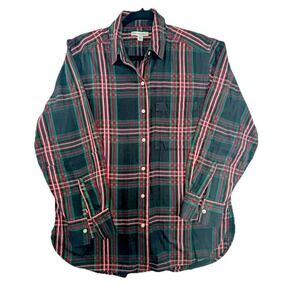 FREE ASSEMBLY Plaid Long Sleeve Button Down Shirt Womens‎ Size S Green Red White